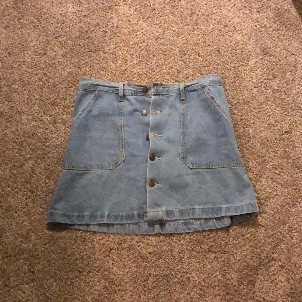 Button up denim skirt